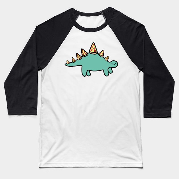 Pepperoni pizza dinosaur cute stegosaurus doodle Baseball T-Shirt by Captain-Jackson